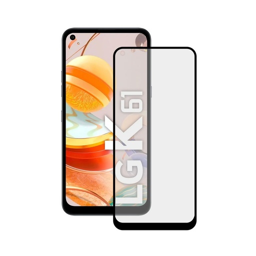[000006643] Protector de pantalla para LG K61, Vidrio templado, Grosor 0,33 mm, Negro