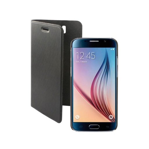 [000006646] Funda con tapa para Samsung Galaxy S6, Semirrígida, Standing. Carcasa extraíble, Negro