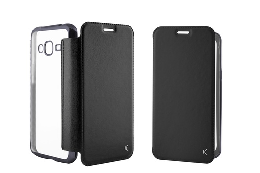 [000006649] Funda con tapa para Samsung Galaxy J7 2016, Semirrígida, Negro