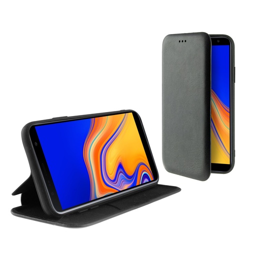 [000006692] Funda con tapa para Samsung Galaxy J4 Plus 2018, Semirrígida, Standing, Negro