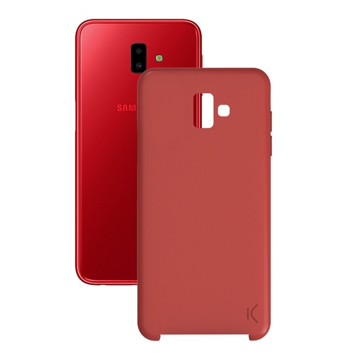 [000006694] Funda para Samsung Galaxy J6 Plus 2018, Semirrígida, Rojo