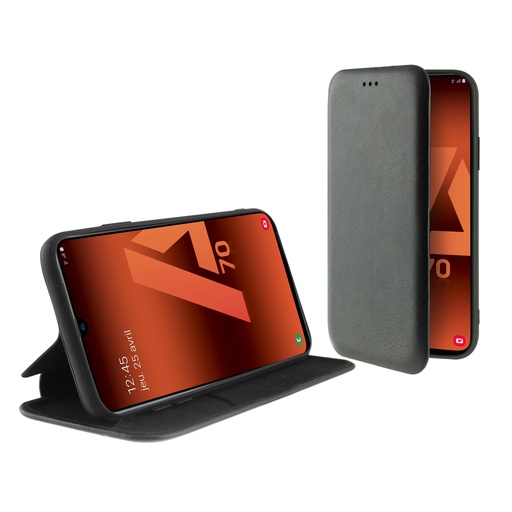[000006757] Funda con tapa para Samsung Galaxy A70, Semirrígida, Standing, Negro