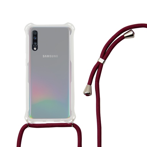 [000006759] Funda con cordón para Samsung Galaxy A70, Flexible, Rojo