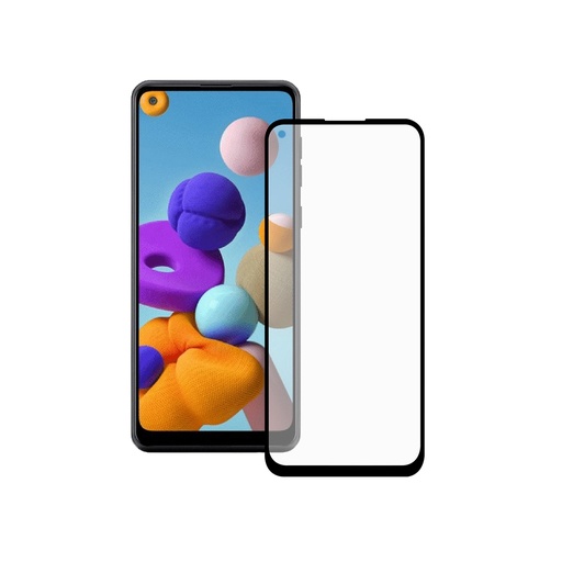 [000006839] Protector de pantalla para Samsung Galaxy A21, Vidrio templado, Grosor 0.33 mm, Negro