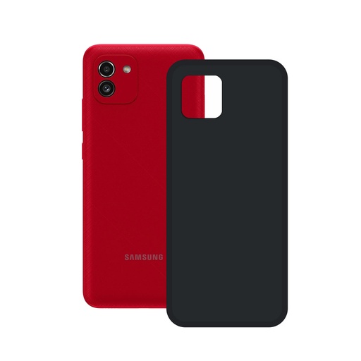 [000006925] Funda tacto sedoso para Galaxy A03 5g, Antirralladuras y antihuellas, Compatible con carga inalámbrica, Negro