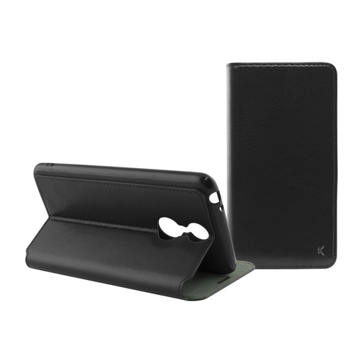 [000006953] Funda con tapa para Alcatel 3, Semirrígida, Standing, Negro