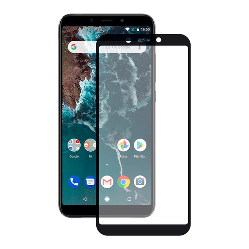 [000006977] Protector de pantalla para Xiaomi Mi A2, Vidrio templado, Grosor 0.33 mm, Negro