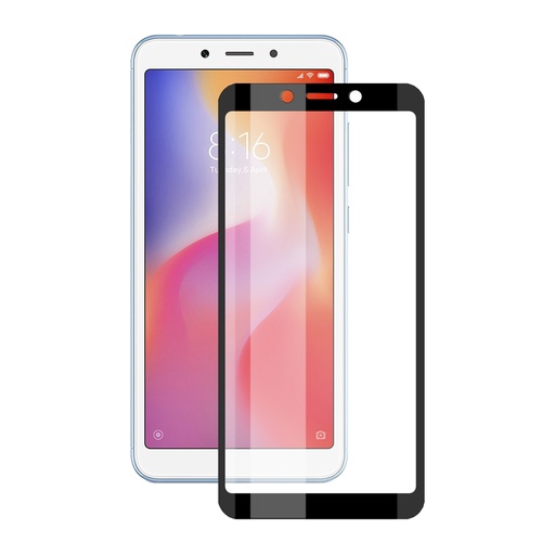[000006982] Protector de pantalla para Xiaomi Redmi 6A, Redmi 6, Vidrio templado, Grosor 0.33 mm, Negro