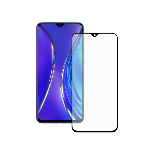 [000007053] Protector de pantalla para Realme X2, Vidrio templado, Grosor 0.33 mm, Negro