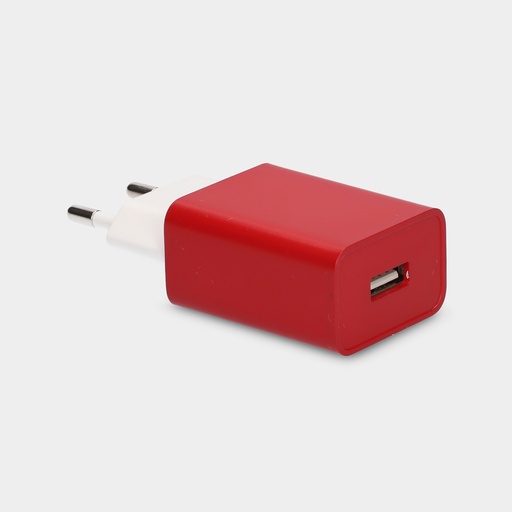 [000007178] Cargador de red Contact, 10W, Puerto USB-A, Rojo