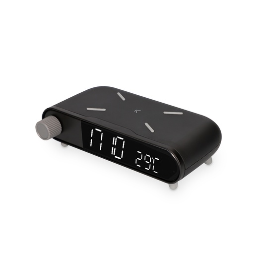 [000007189] Despertador cargador inalámbrico Ksix, 10W, Tecnología Qi, Indicador de temperatura, Negro