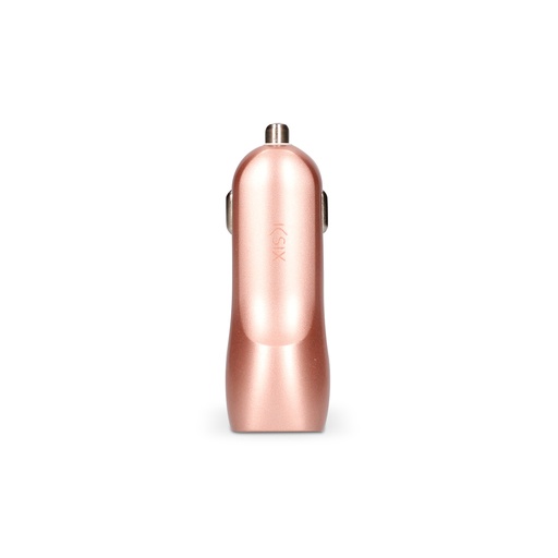 [000007201] Cargador de coche Ksix, 10W, 2 salidas USB A, Rosa metalizado