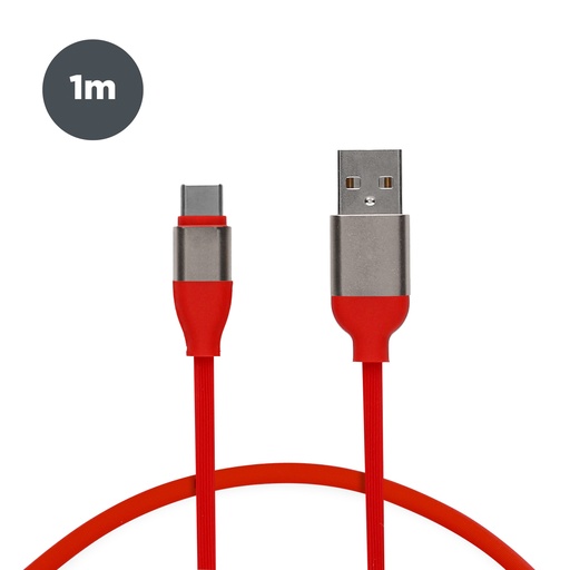 [000007205] Cable de carga y datos USB-A a USB-C Contact 20 W, Carga rápida, 1 m, Rojo