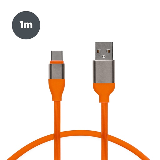 [000007207] Cable de carga y datos USB-A a USB-C Contact 20 W, Carga rápida, 1 m, Naranja