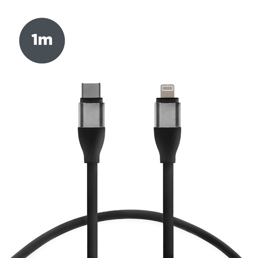 [000007213] Cable de carga y datos USB-C a Lightning Contact 20 W, Carga rápida, 1 m, Negro