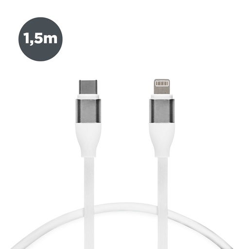 [000007214] Cable de carga y datos USB-C a Lightning Contact 20 W, Carga rápida, 1 m, Blanco