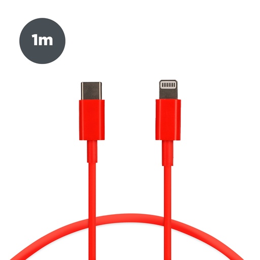 [000007215] Cable de carga y datos USB-C a Lightning Contact 20 W, Carga rápida, 1 m, Rojo