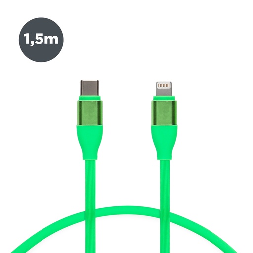 [000007218] Cable de carga y datos USB-C a Lightning Contact 20 W, Carga rápida, 1 m, Verde