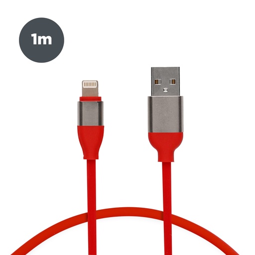 [000007221] Cable de carga y datos USB-A a Lightning Contact 20 W, Carga rápida, 1 m, Rojo