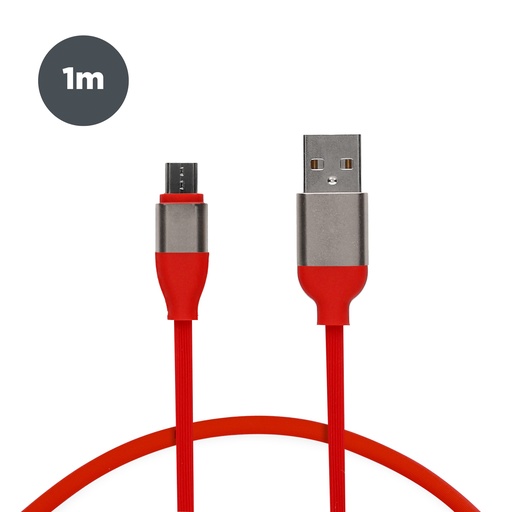 [000007227] Cable de carga y datos USB-A a Micro-USB Contact 20 W, Carga rápida, 1 m, Rojo