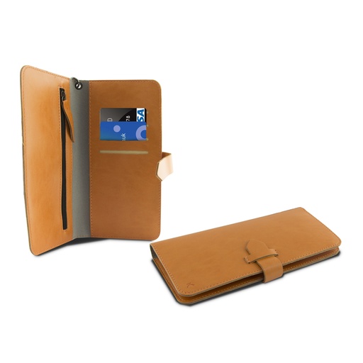 [000007256] Funda con tapa para Universal para smartphone, Semirrígida, Espacio para tarjetas y billetes, Naranja