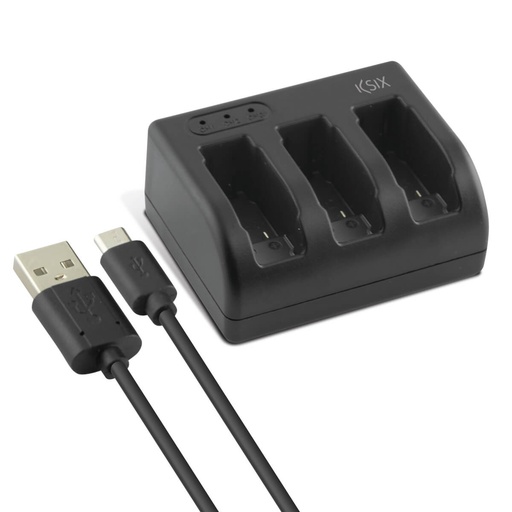 [000007266] Cargador 3 Baterías Ksix  Micro Usb/ Usb Type C Input Para Gopro Hero 5