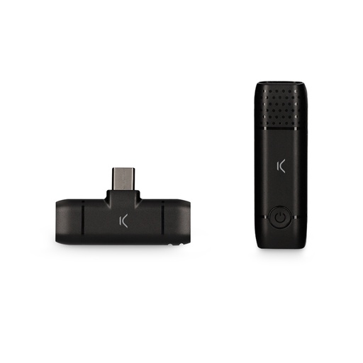 [000007296] Micrófono inalámbrico para móvil Ksix, USB C, Plug and play, Receptor y micrófono, hasta 10 h de autonomía, Negro