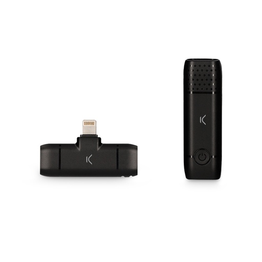 [000007297] Micrófono inalámbrico para móvil Ksix, Lightning, Plug and play, Receptor y micrófono, Hasta 10 h de autonomía, Negro