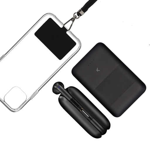 [000007307] Pack regalo Ksix Travel. Auriculares inalámbricos Halley + Powerbank 5.000 mAh + colgante móvil universal