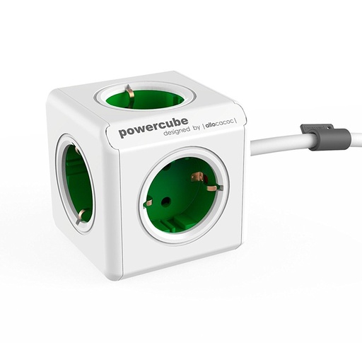 [000007313] Enchufe ALLOCACOC, 5 tomas de corriente, cable 1,5m, verde