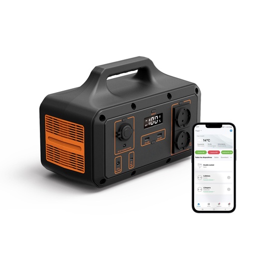 [000007319] Estación de energía portátil Ksix Power Station 510 Wh, 138.000 mAh, App, Bluetooth, Panel LED, Compatible panel solar