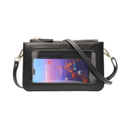 [000007368] Funda Universal para smartphone, Ventana transparente y táctil, Flexible, Negro