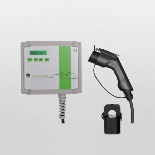 [000007390] Cargador de vehículo eléctrico Policharger IN-T2, 7,4 kW, Manguera 7 m T2, Regulación carga dinámica