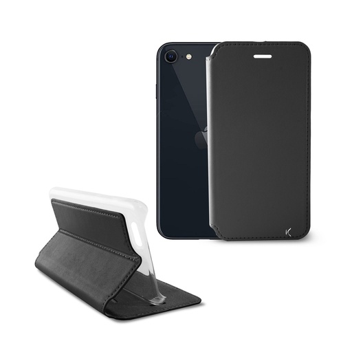 [000007415] Funda para iPhone SE 2022, SE 2020, 8 y 7, Rígida, Standing, Negro