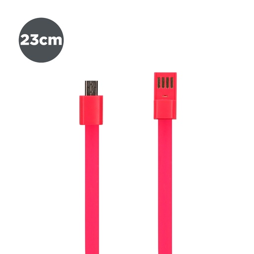 [000007447] Cable de 23 cm, conectores USB Tipo C y Micro USB, Rosa