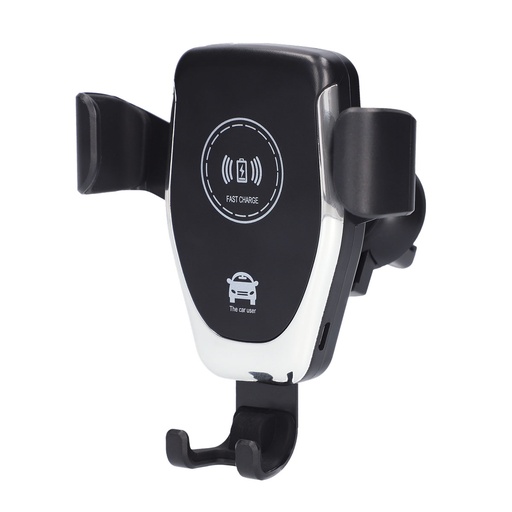 [000007520] Soporte universal móvil Ksix para coche con rejilla, carga inalámbrica 15W, Carga rápida, Cierre por gravedad, Fijación Pinza