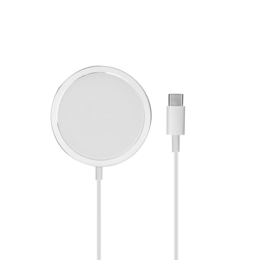 [000007608] Cargador inalámbrico MagCharge Contact para iPhone 12 y post, compatible MagSafe, Power Delivery 15W, 1m, blanco