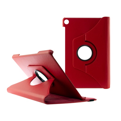 [000007649] Funda con tapa para Huawei M5 10, Rígida, Standing. Rotación 360º, Rojo
