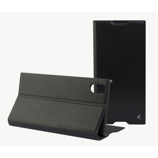 [000007679] Funda con tapa para Sony Xperia XA1 Plus, Rígida, Standing, Negro