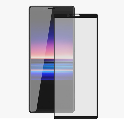 [000007687] Protector de pantalla para Sony Xperia 1, Vidrio templado, Negro