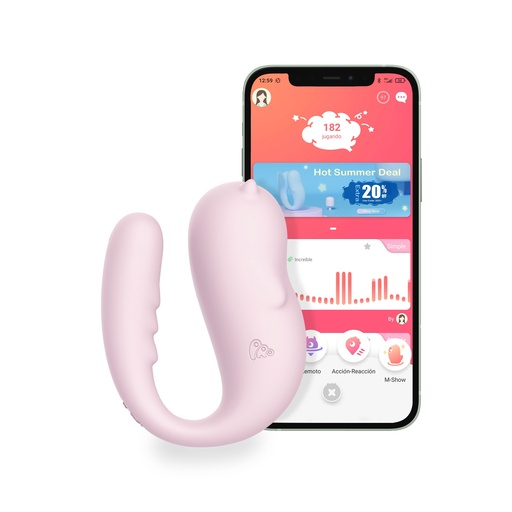 [000007747] Vibrador conectado Monster Pub, Bluetooth, Waterproof, Control remoto, Kegel, Rosa