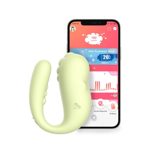 [000007748] Vibrador conectado Monster Pub, Bluetooth, Waterproof, Control remoto, Kegel, Verde