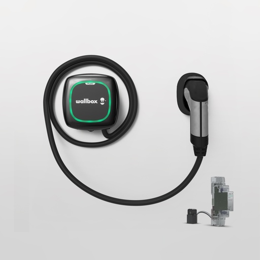[000007779] Kit cargador de vehículo eléctrico Wallbox Pulsar Plus, 7,4 kW, Manguera 5 m T2, Negro + Power Meter N1-CT 80A
