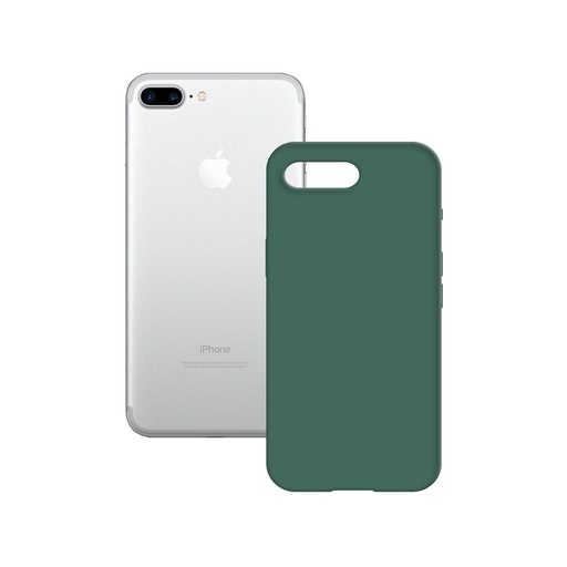 [000007791] Funda semirrígida para iPhone 7/8 Plus, Antideslizante, Interior microfibra, Compatible carga inalámbrica, Verde, Packaging free