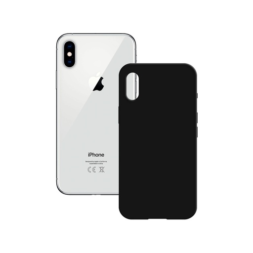 [000007793] Funda semirrígida para iPhone X/Xs, Antideslizante, Interior microfibra, Compatible carga inalámbrica, Negro , Packaging free