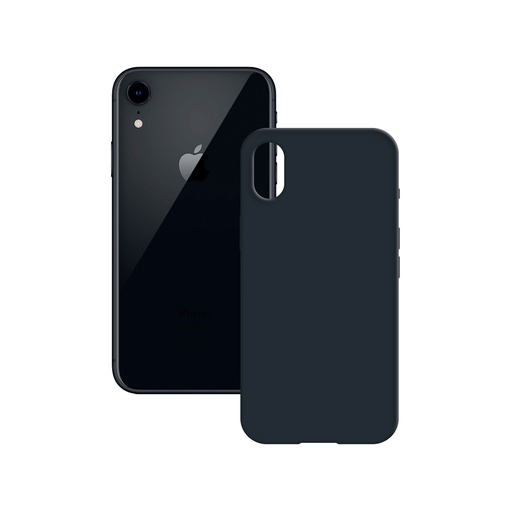 [000007796] Funda semirrígida para iPhone Xr, Antideslizante, Interior microfibra, Compatible carga inalámbrica, Azul Oscuro, Packaging free