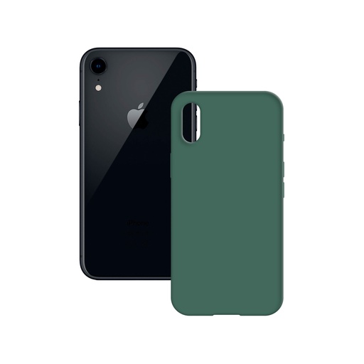 [000007797] Funda semirrígida para iPhone Xr, Antideslizante, Interior microfibra, Compatible con carga inalámbrica, Verde, Packaging free