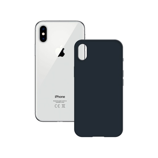 [000007799] Funda semirrígida para iPhone Xs Max, Antideslizante, Interior microfibra, Compatible carga inalámbrica, Azul, Packaging free