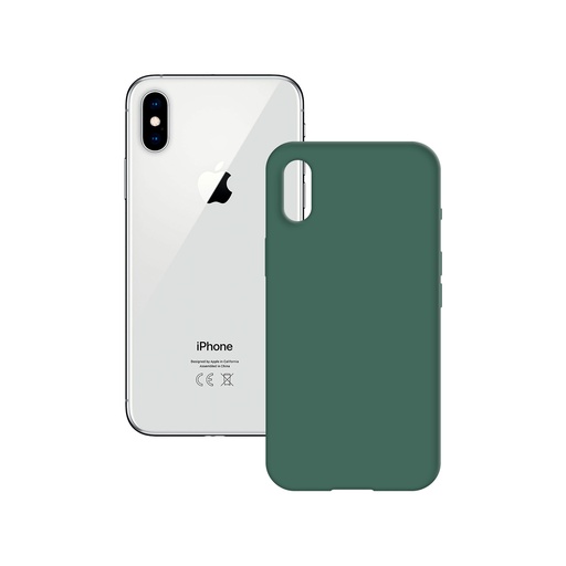 [000007800] Funda semirrígida para iPhone Xs Max, Antideslizante, Interior microfibra, Compatible carga inalámbrica, Verde, Packaging free