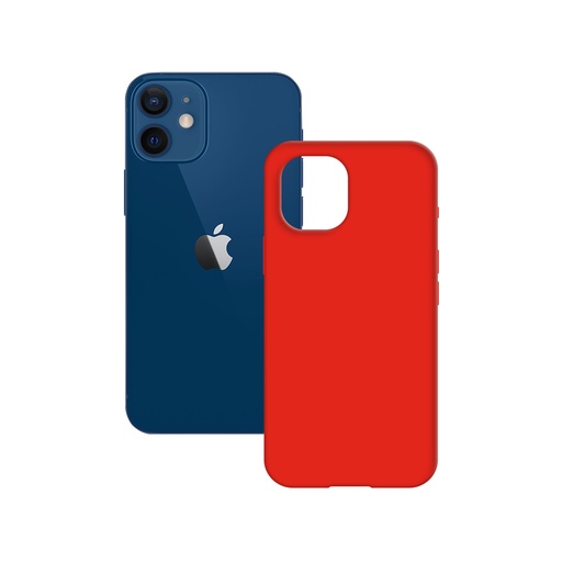 [000007806] Funda semirrígida para iPhone 12 Mini, Antideslizante, Interior microfibra, Compatible carga inalámbrica, Rojo, Packaging free